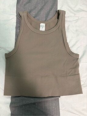 Nikibiki Ribbed Cropped Tank Top - Taupe